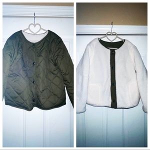 Girls Reversible Quilted / Sherpa Bomber Jacket size 7/8
